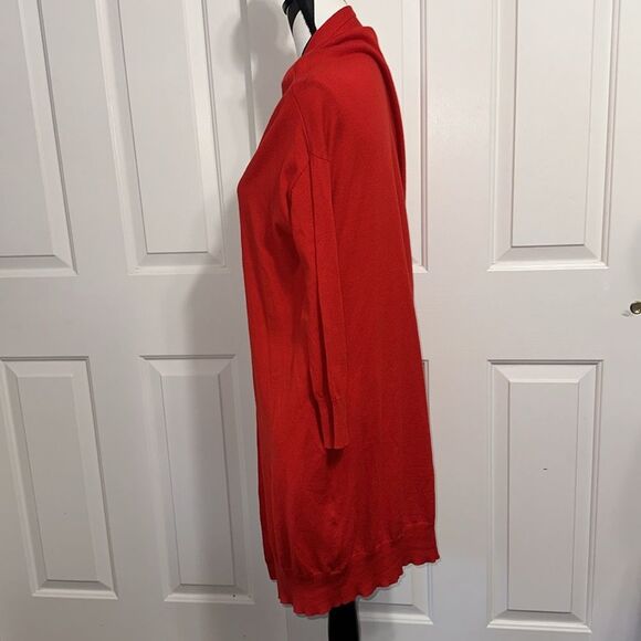 + BERYLL Red Open Front Cashmere Cotton Cardigan - Picture 3 of 6